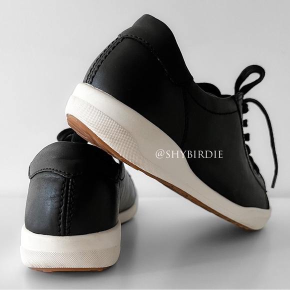 NEW Josef Seibel Black Leather Sneakers with White And Rubber Soles, Sz 38 - Picture 5 of 11